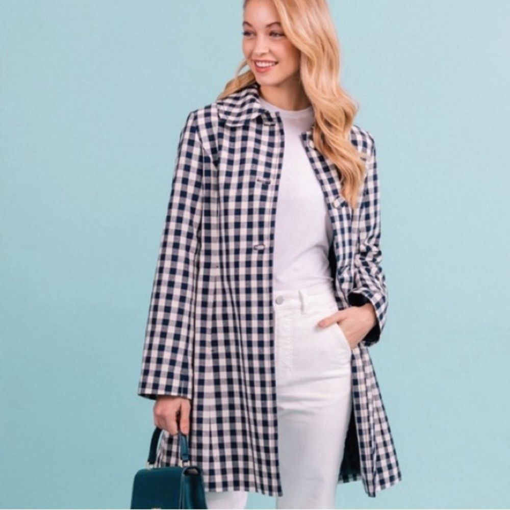 Gal Meets Glam Erin navy/white check double lined coat NWT